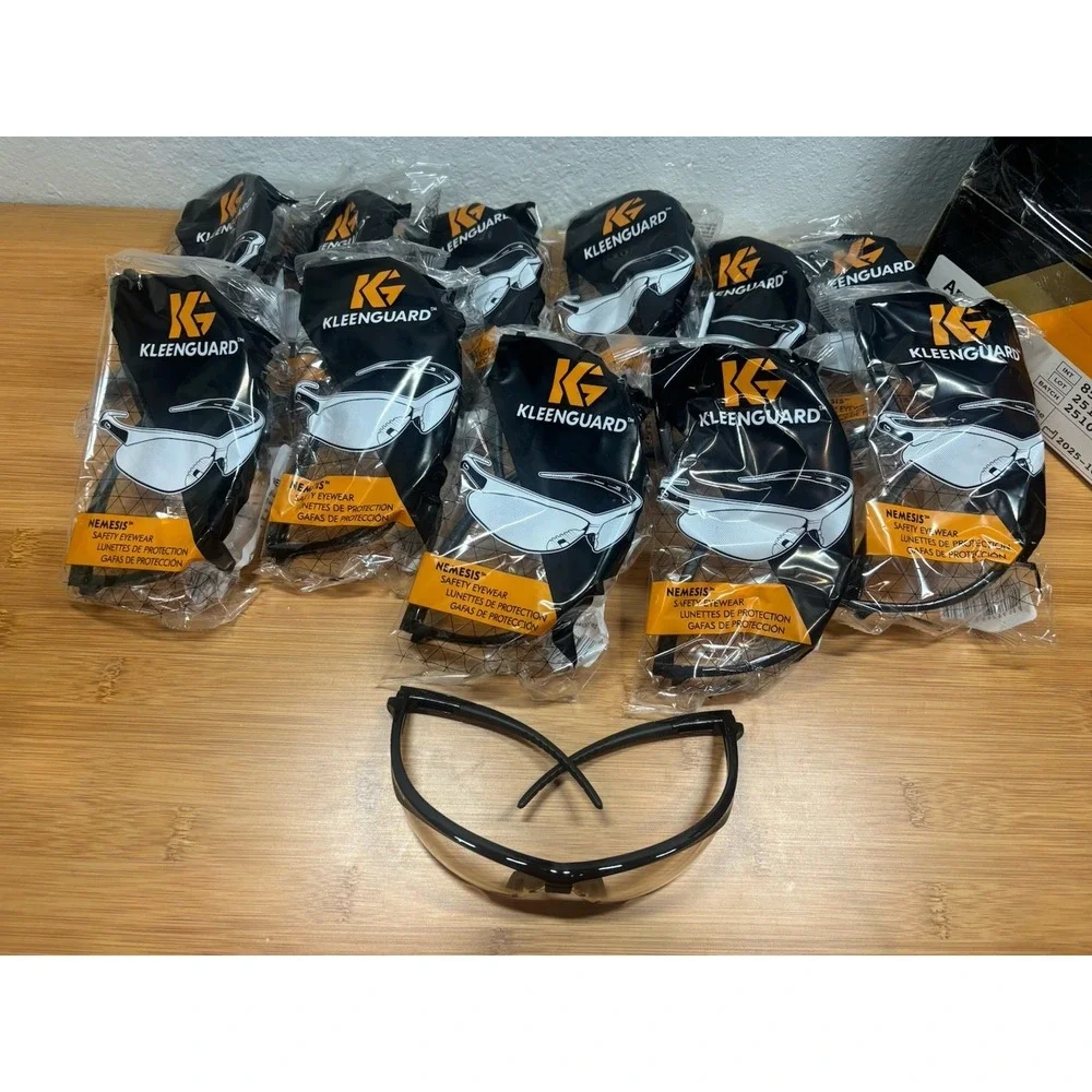 KLEENGUARD NEMESIS BLACK FRAME SAFETY GLASSES WORK CLEAR LENS 25676 (12 PAIR)